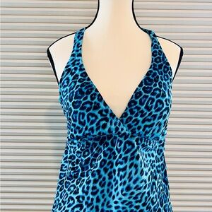 Jantzen Blue Leopard Print Swimsuit Top